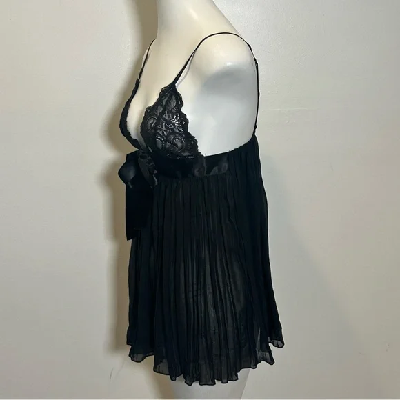 Victoria’s Secret S Black Babydoll Nightie Lace Sheer Lingerie Adjustable 2005 - Picture 5 of 10